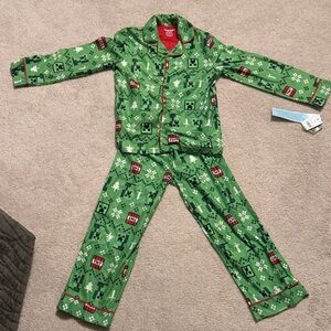 Minecraft Creeper Holiday Coat Pajama Set - Green